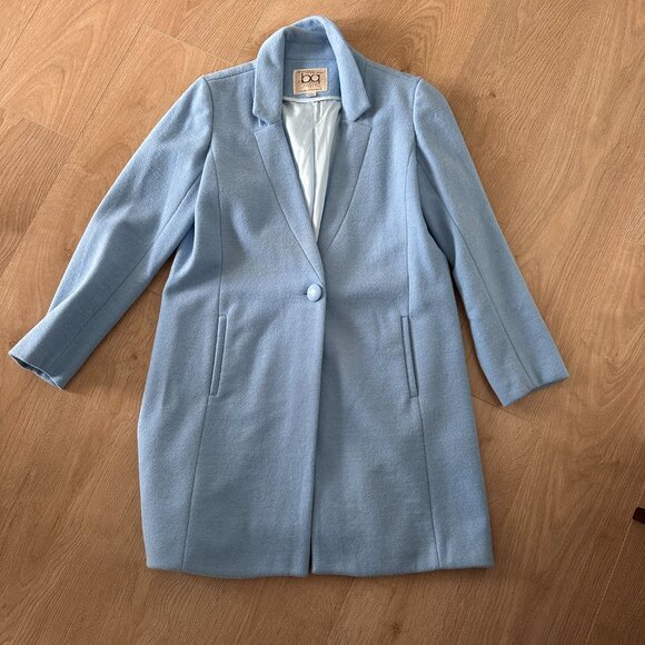 Women's Lightweight Pea Coat Car Coat sz M - Baby Blue - Picture 2 of 11